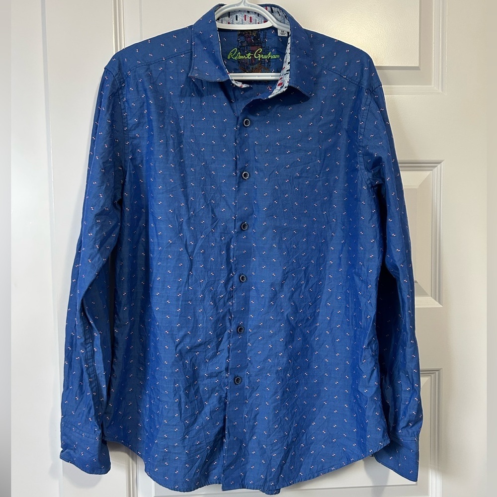 Robert Graham Classic Fit Blue Patterned Men's Button Up Cotton Dress Shirt